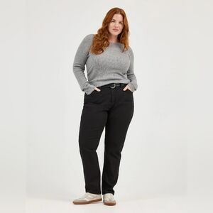 Lee Black Jeans Relaxed Fit Tapered Leg Side Elastic At Waist Women's 26W Long